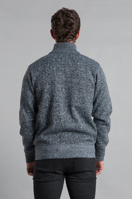 Kohlefarbene Strickjacke mit Trichterkragen und durchgehendem Reißverschluss - Image 2
