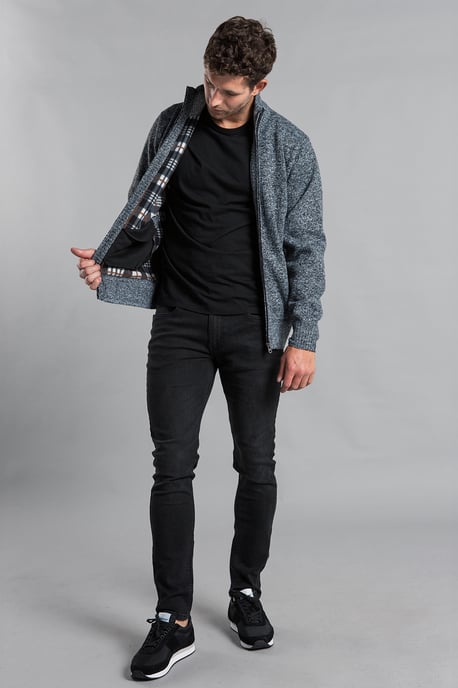 Kohlefarbene Strickjacke mit Trichterkragen und durchgehendem Reißverschluss - Image 3