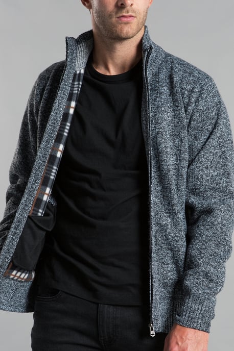 Kohlefarbene Strickjacke mit Trichterkragen und durchgehendem Reißverschluss - Image 4