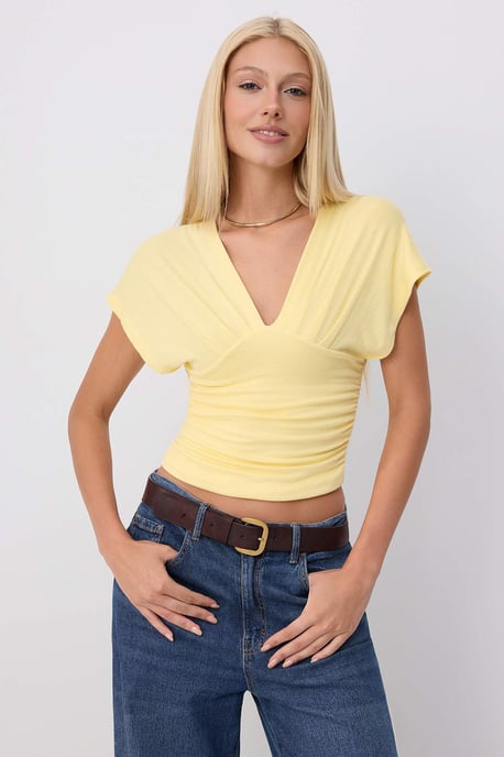 TRENDYOLMİLLA Damen Gelb Einfarbig Ärmellos Tailliert Blusen - Image 1