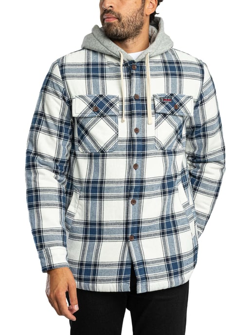 Superdry Borg-Gefüttertes Kapuzenhemd, Weiß - Image 1