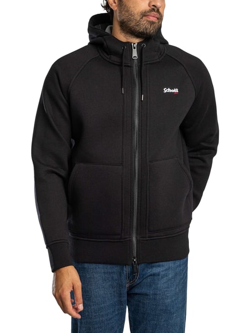 Schott Logo Zip Hoodie, Schwarz - Image 2