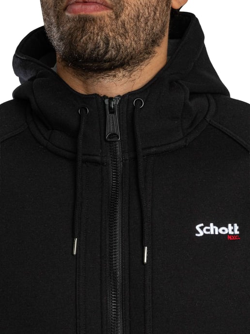 Schott Logo Zip Hoodie, Schwarz - Image 6