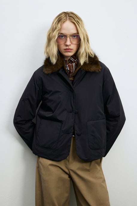 LUFIAN Damen Wattierte Jacke mit Abnehmbarem Kunstfellkragen - Image 2