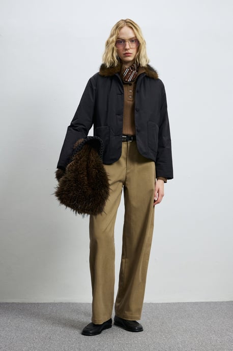 LUFIAN Damen Wattierte Jacke mit Abnehmbarem Kunstfellkragen - Image 3