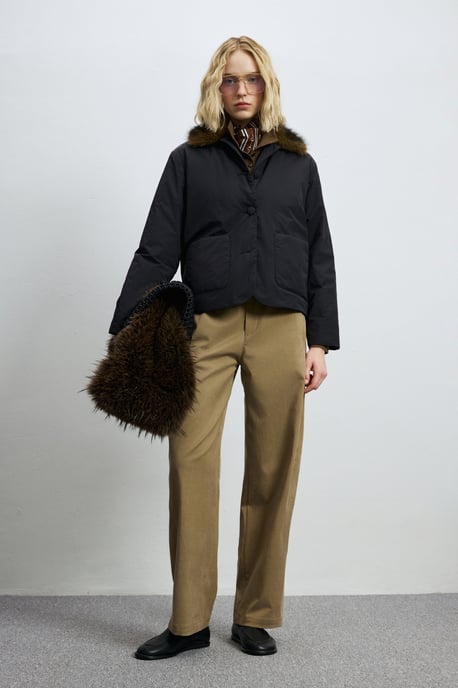 LUFIAN Damen Wattierte Jacke mit Abnehmbarem Kunstfellkragen - Image 5