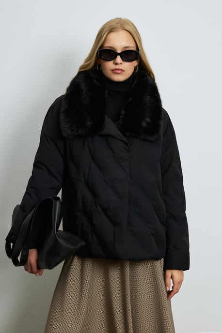 LUFIAN Damen Daunen-Pufferjacke mit Abnehmbarem Kunstfellkragen - Image 2