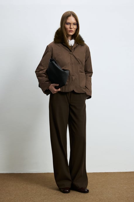 LUFIAN Damen Wattierte Jacke mit Abnehmbarem Kunstfellkragen - Image 1
