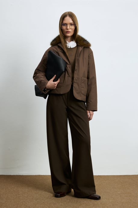LUFIAN Damen Wattierte Jacke mit Abnehmbarem Kunstfellkragen - Image 4