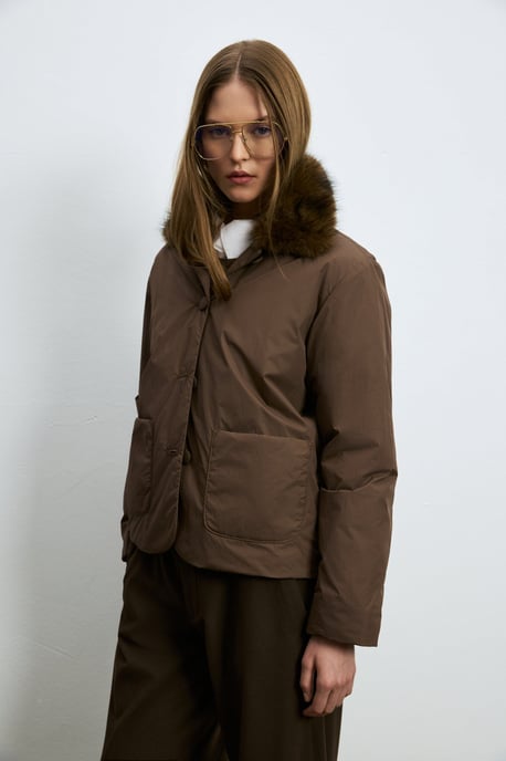 LUFIAN Damen Wattierte Jacke mit Abnehmbarem Kunstfellkragen - Image 5