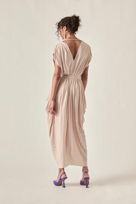 Fluid Drape Kleid Taupe - Image 2