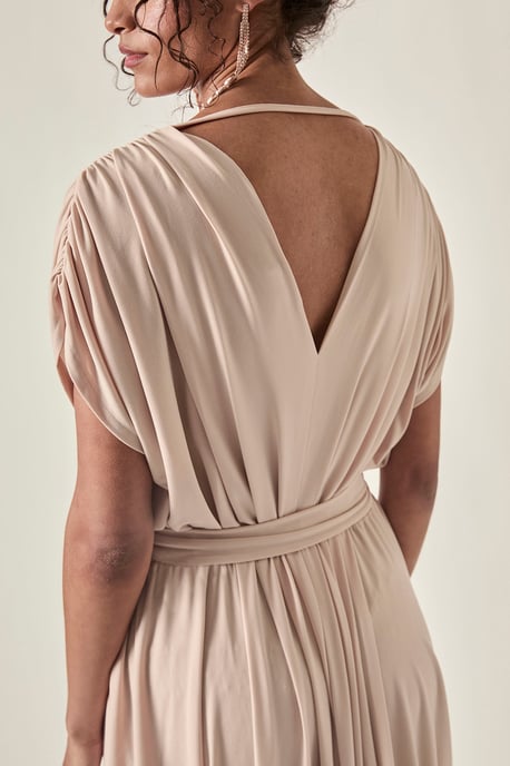 Fluid Drape Kleid Taupe - Image 3