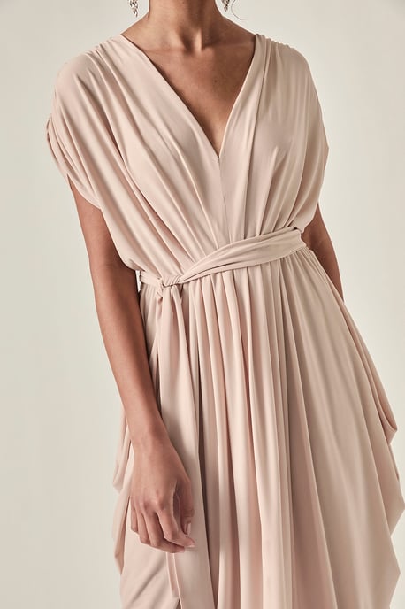Fluid Drape Kleid Taupe - Image 4