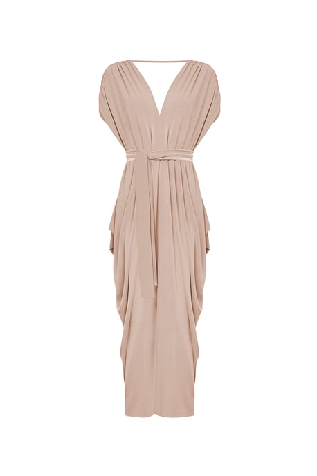 Fluid Drape Kleid Taupe - Image 5