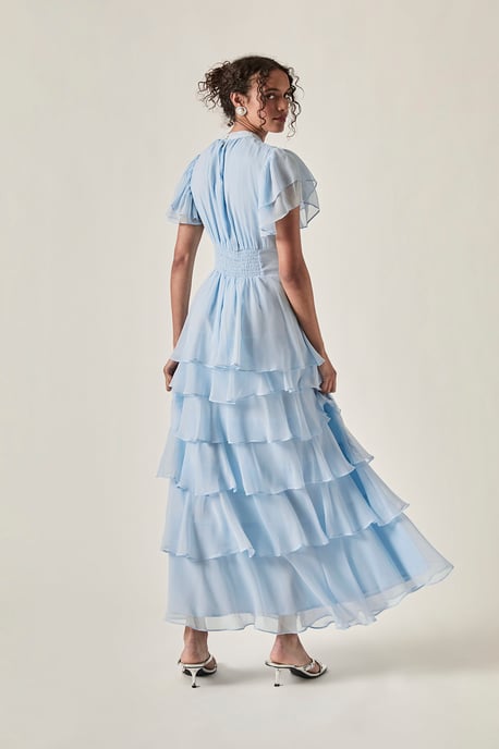 Stufen-Midikleid mit Volants Hellblau - Image 2