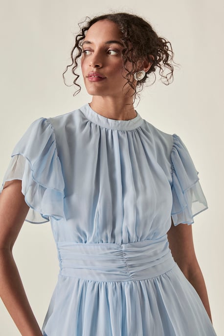 Stufen-Midikleid mit Volants Hellblau - Image 3