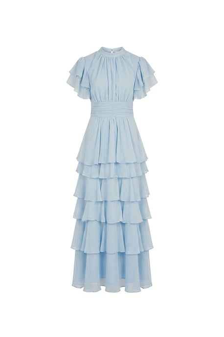 Stufen-Midikleid mit Volants Hellblau - Image 5