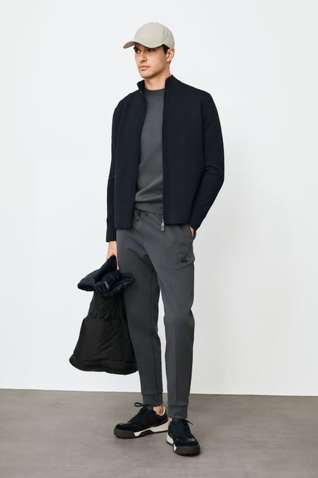 LUFIAN Herren Strickjacke mit Stehkragen und Zwei-Wege-Reißverschluss - Image 2
