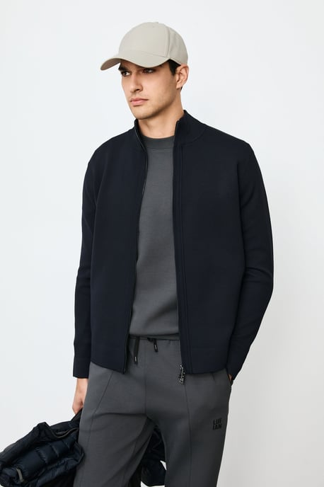 LUFIAN Herren Strickjacke mit Stehkragen und Zwei-Wege-Reißverschluss - Image 3