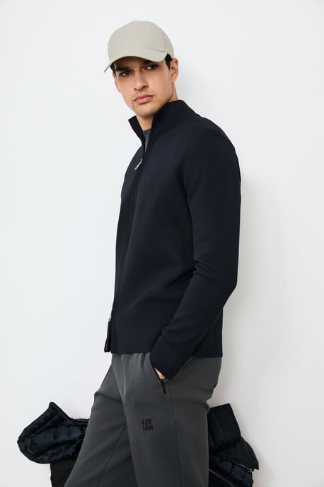 LUFIAN Herren Strickjacke mit Stehkragen und Zwei-Wege-Reißverschluss - Image 5