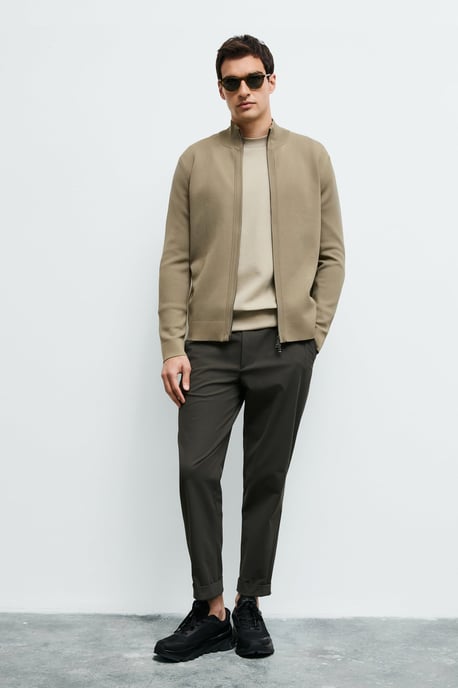 LUFIAN Herren Strickjacke mit Stehkragen und Zwei-Wege-Reißverschluss - Image 2