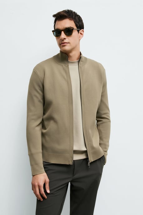LUFIAN Herren Strickjacke mit Stehkragen und Zwei-Wege-Reißverschluss - Image 3