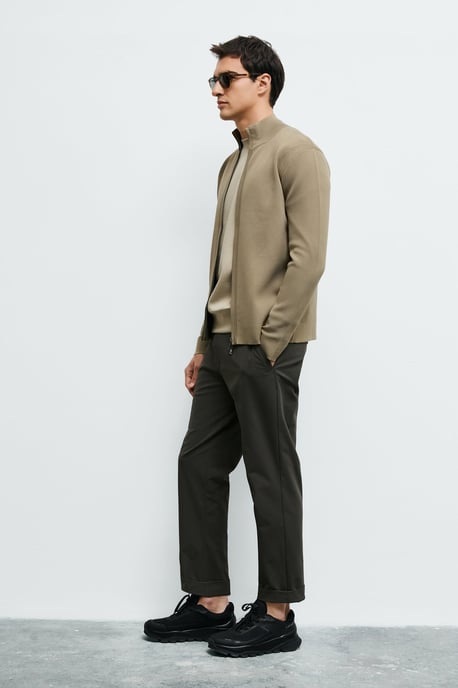 LUFIAN Herren Strickjacke mit Stehkragen und Zwei-Wege-Reißverschluss - Image 4