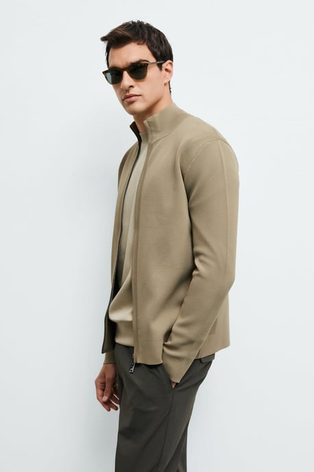LUFIAN Herren Strickjacke mit Stehkragen und Zwei-Wege-Reißverschluss - Image 5