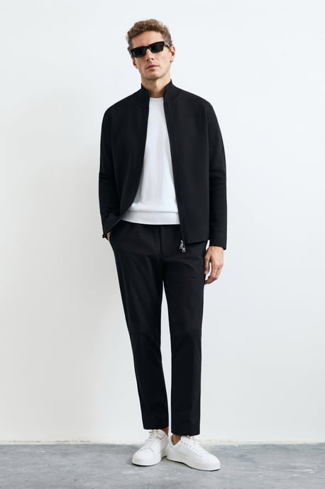 LUFIAN Herren Strickjacke mit Stehkragen und Zwei-Wege-Reißverschluss - Image 2