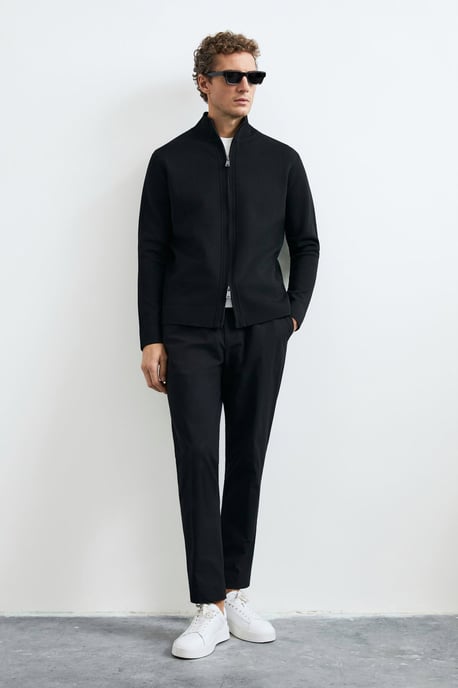 LUFIAN Herren Strickjacke mit Stehkragen und Zwei-Wege-Reißverschluss - Image 3