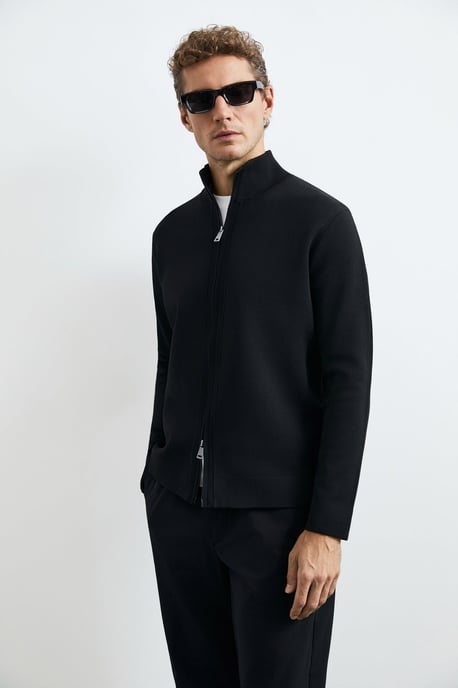 LUFIAN Herren Strickjacke mit Stehkragen und Zwei-Wege-Reißverschluss - Image 4