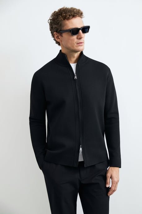 LUFIAN Herren Strickjacke mit Stehkragen und Zwei-Wege-Reißverschluss - Image 5