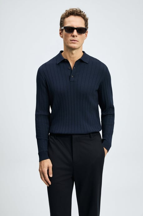 LUFIAN Herren Langarm-Polopullover - Image 1