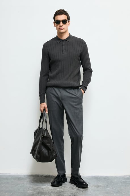 LUFIAN Herren Langarm-Polopullover - Image 1