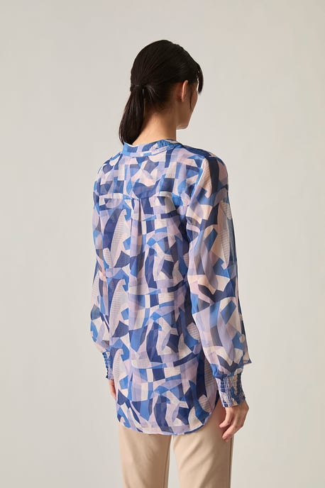 Blaue Bluse mit geometrischem Muster - Image 2