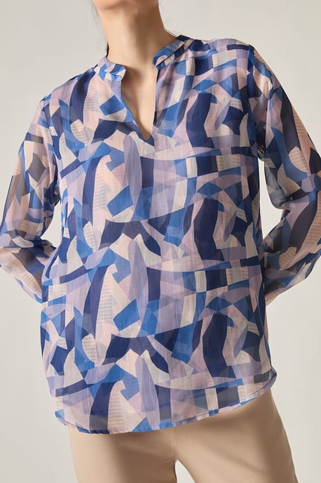 Blaue Bluse mit geometrischem Muster - Image 3