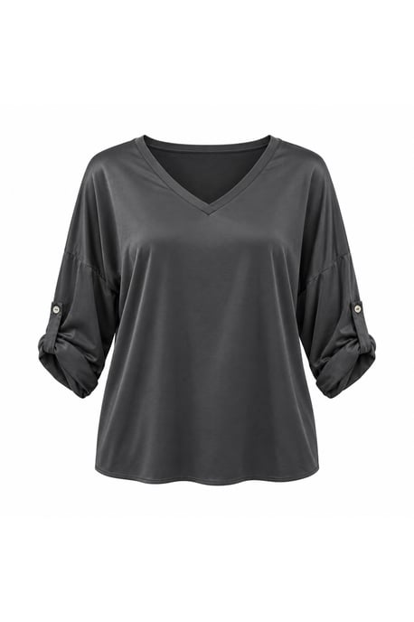 V-Ausschnitt-Satinbluse Anthrazit - Image 5