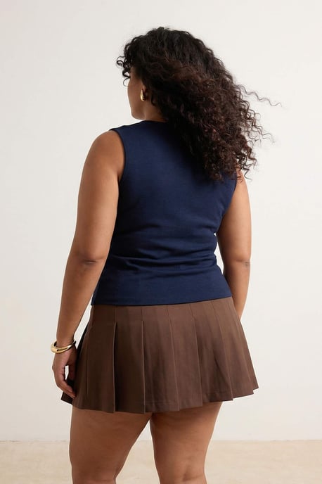Trendyol Curve Damen Blau Einfarbig Ärmellos Tailliert Große Größen Blusen - Image 2