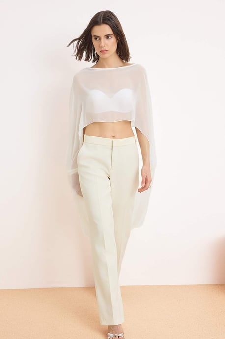 TRENDYOLMİLLA Damen Weiß Einfarbig Ärmellos Regular Fit Blusen - Image 1