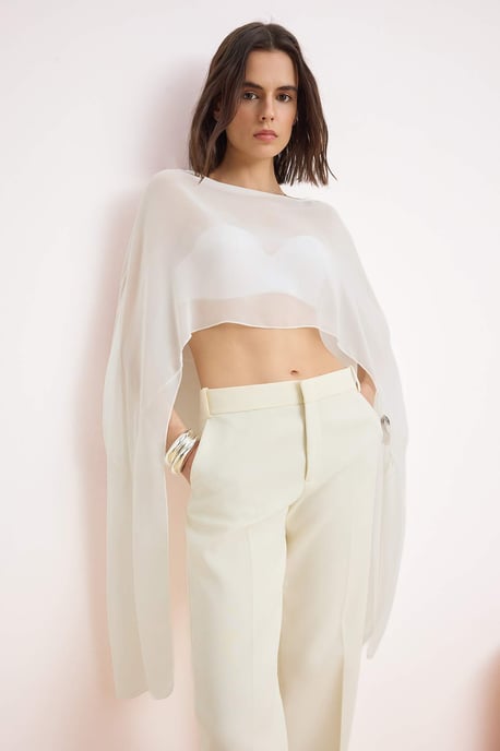 TRENDYOLMİLLA Damen Weiß Einfarbig Ärmellos Regular Fit Blusen - Image 4