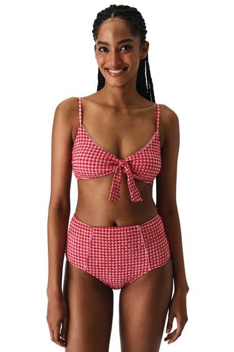 Paulina Triangel-Bikinioberteil mit Knoten, Karomuster und Struktur - Image 5