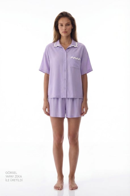 Penti Ella Spitzen-Pyjama-Set mit Kurzarm-Shorts - Image 1