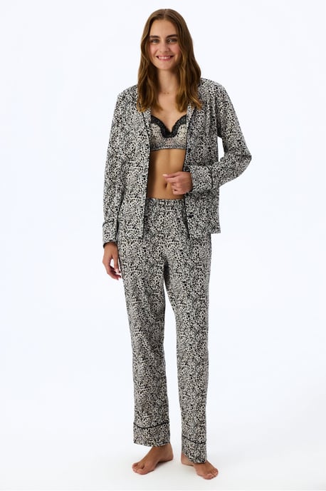 Penti Noir Garden Pyjama-Set mit Leopardenprint aus Langarmshirt und Hose - Image 2