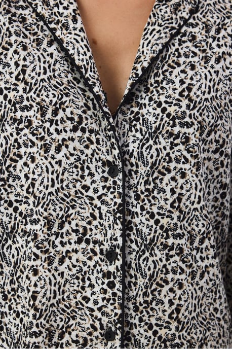 Penti Noir Garden Pyjama-Set mit Leopardenprint aus Langarmshirt und Hose - Image 4