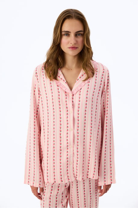 Leichtes Pyjama-Set mit floralem Muster, Rüschen, Langarmshirt und Hose - Image 2