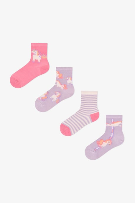 Mädchen-Crew-Socken aus Baumwolle im 2er-Pack mit Einhorn-Karussell-Motiv - Image 1