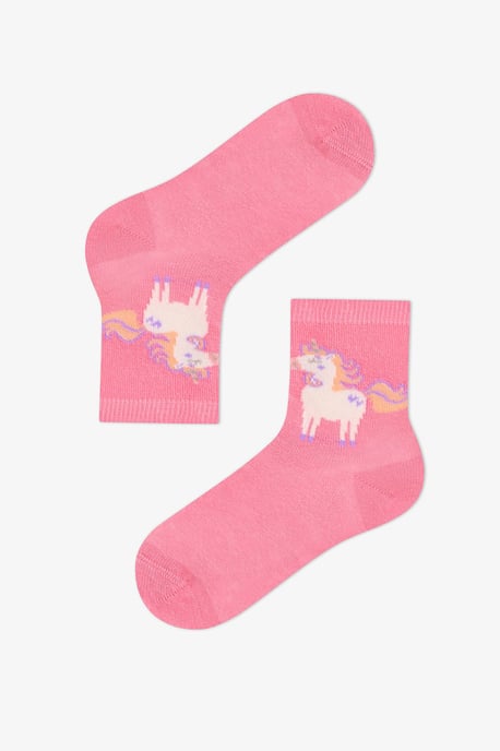 Mädchen-Crew-Socken aus Baumwolle im 2er-Pack mit Einhorn-Karussell-Motiv - Image 2