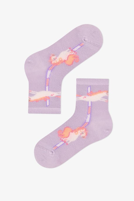Mädchen-Crew-Socken aus Baumwolle im 2er-Pack mit Einhorn-Karussell-Motiv - Image 3