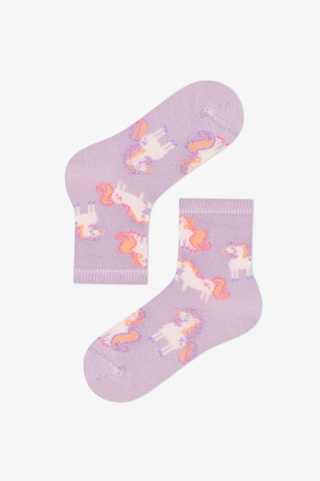 Mädchen-Crew-Socken aus Baumwolle im 2er-Pack mit Einhorn-Karussell-Motiv - Image 5