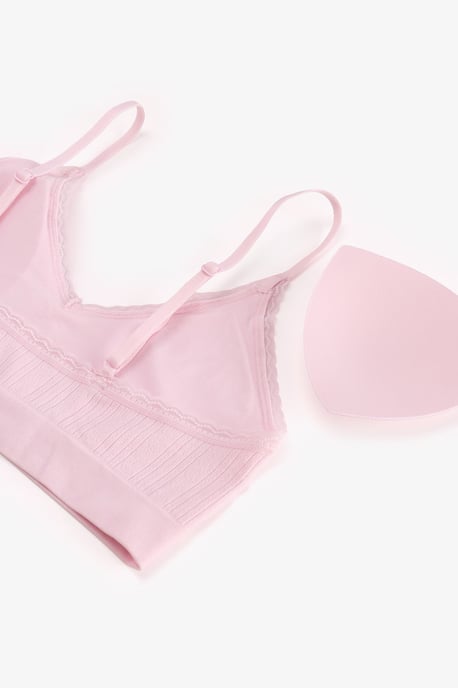 Bralette mit Spitzenmuster, herausnehmbaren Cups und nahtlosem Design - Image 6